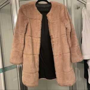 Zara Basic Faux Fur Cream Beige Jacket